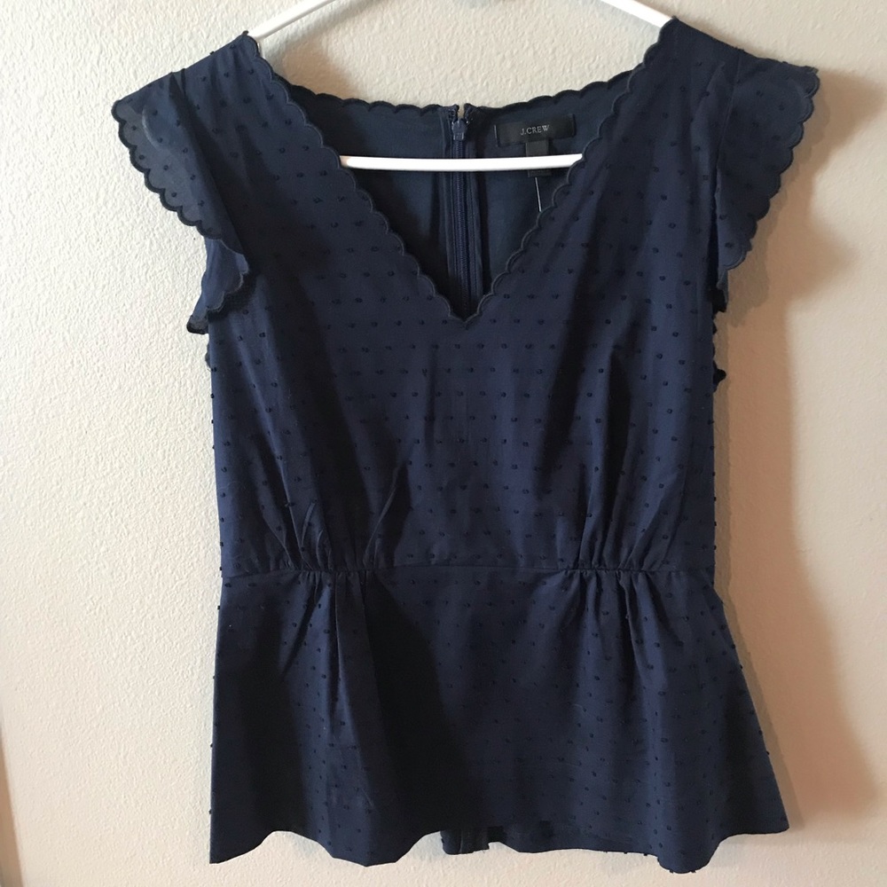 J Crew Navy Blue Eyelet Blouse